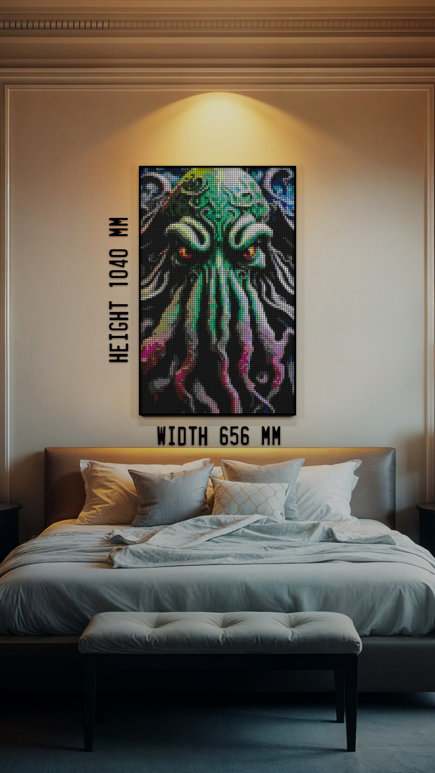 Arrival of Cthulhu LEGO® Style mosaic wall art made from colorful plastic bricks